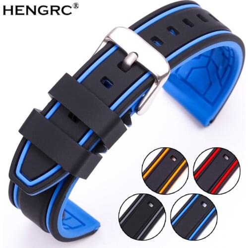 Soft Rubber Watchband Women Men Color Matching Waterproof Watch Strap Bracelet 20 22 24 26mm Clock Wrist Band Watch Accessories