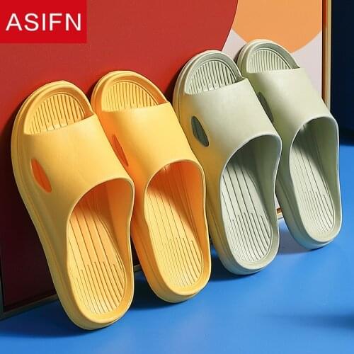 ASIFN EVA Slides Womens Slippers Thick Sole Soft Indoor Bathroom Slippers Women Anti-slip Men Summer Platform Female Shoes Bath