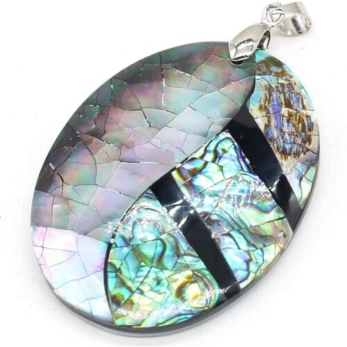 1pcs New Natural Black Abalone Shell Pendant Charm for Earring Necklace Making DIY Women Girls Trendy Jewelry Gift Size 40x50mm