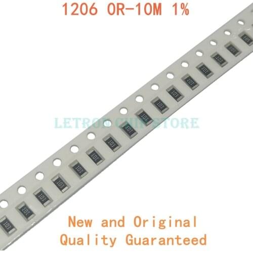 200pcs 1% 1206 SMD resistor 0R ~ 10M 1/4W 0 0.1 1 10 100 150 220 330 ohm 1K 2.2K 4.7K 10K 100K 1R 10R 100R 150R 220R 330R 1M 10M