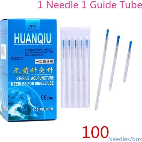 100pcs/Box With Tube Acupuncture Needle Disposable Needles Acupuncture Beauty Massage Needle With Moxibustion Healthcare