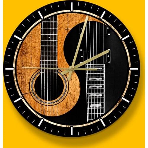 12 Inch Guitar Wall Clock Acoustic Guitar Silent Wall Clock Modern Design Music Studio Decor Music Lover Musician Guitarist Gift