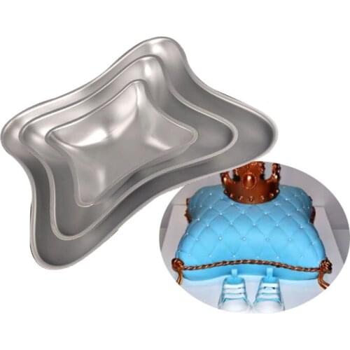 3PCS Aluminum Pilow Shape Fondant Cake Mold Wedding Birthday Anniversary Baking Cake Tins Cake Pans Set Baking Tools