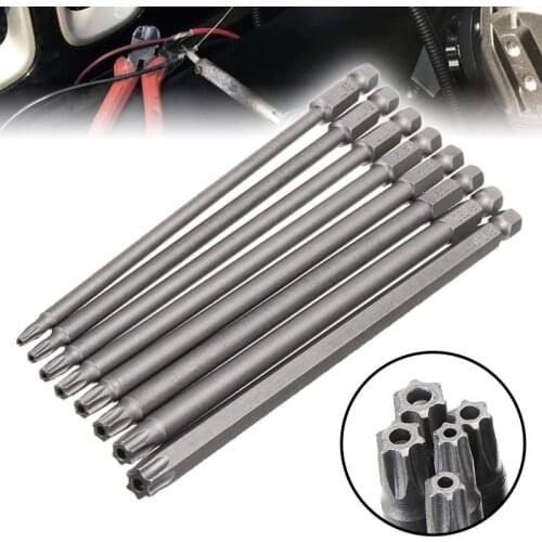 8pcs 1/4" 150mm Long Magnetic Head Bolt Driver Blades Aolly Steel Hex Shank Torx Screwdriver Bit T8-T40 Hand Tool Prats