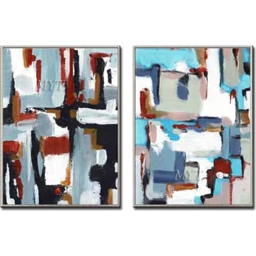 Abstract Modern Art A Variety Of Color Two-Piece Combination Painting High Quality Handpainted Wall Art Home Decor Picture