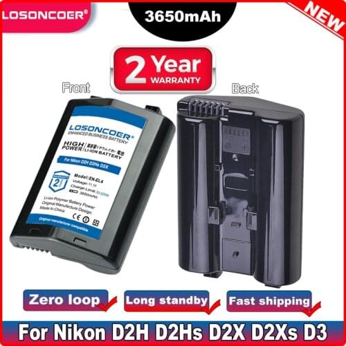 LOSONCOER EN-EL4 EN EL4 EN-EL4A ENEL4a 3650mAh Camera Battery For Nikon D2H D2Hs D2X D2Xs D3 D3S F6 MH-21 High Capacity Battery