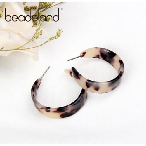 Beadsland Acetic Acrylic Hoop Earrings Fashion Ethnic Circular Design Multicolor Women Girls Dancing Party Christmas Gift 39060