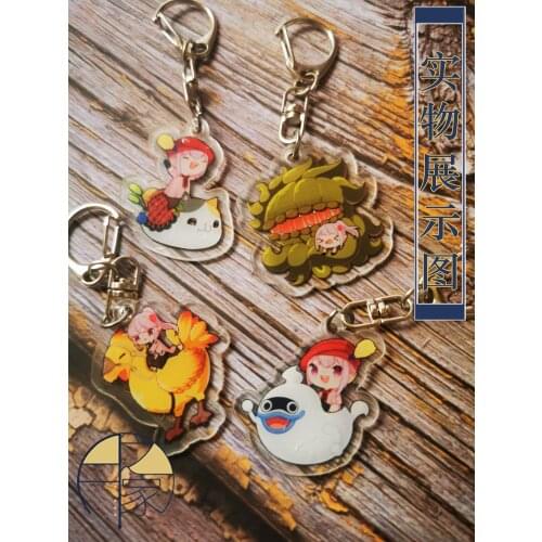 Anime Final Fantasy XIV Tataru Taru Acrylic Cute Keychain Cosplay Cartoon Keyring School Bag Itabag Pendant Toys Accessories