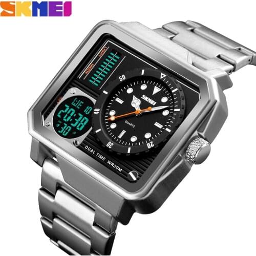 Gold Luxury Big Dial Mens Watches Sport Digital Quartz Watch Men Stainless Steel Strap Waterproof Clock Male Relogio Masculino