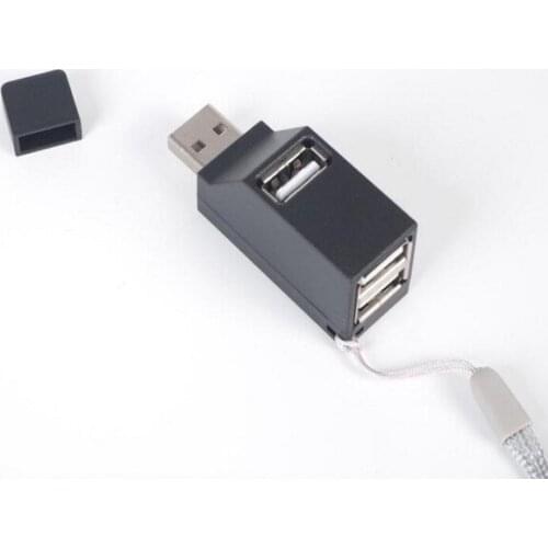 By dhl 50pcs Mini USB 2.0 Hub 3 Ports Portable USB Hub 480 Mbps High Speed Slim Hub USB Splitter Black USB ADAPTER