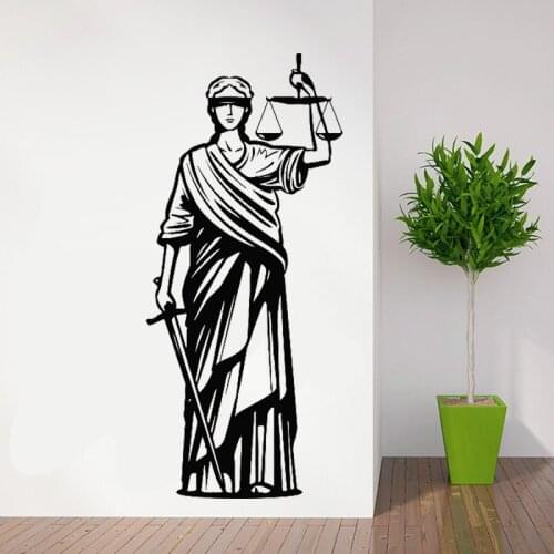 Greek Goddess of Justice Wall Sticker Law Office Wall Decal Lady Justice Themis Vinyl Decor Home Room Decoration Poster Y251