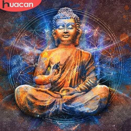 HUACAN 5D DIY Diamond Painting Buddha Home Decor Craft Kit Diamond Embroidery Religious Mosaic Picture Handmade Gift