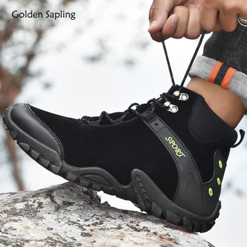 Classic Hiking Boots Men Soft Rubber Winter Shoes Comfortable Mountain Climbing Mens Sneakers Outdoor Hike Shoes