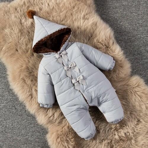 Girls bodysuit baby autumn and winter baby winter newborn set wadded jacket thickening sleepwear
