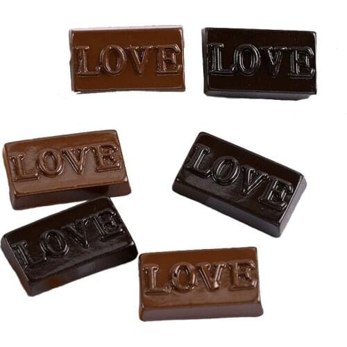 Love Chocolate Candy Resin Flat Back Cabochon Miniature Food Art Supply Decoration Charm Craft DIY Accessories