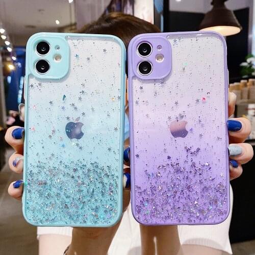 Cute Shiny Gorgeous Case For iPhone 12 11 Pro Max XS Max XR X 6 7 8 Plus 12 Pro Mini Glitter Camera Protect Clear Silicone Cover