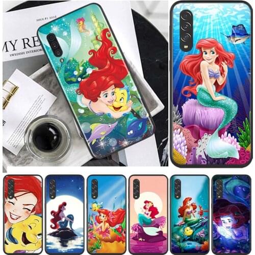 Mermaid Disney Princess Cute for Samsung Galaxy A90 A80 A70 A60 A50 M60 M40 A20E A2Core A10S A10E Silicon Soft Black Phone Case