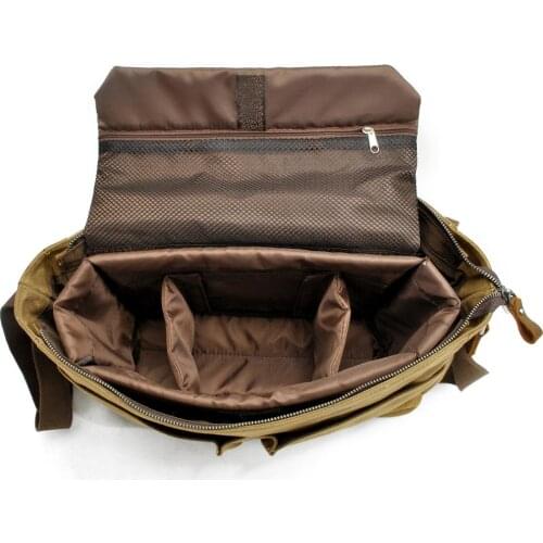 Men Oil Wax Shoulder Waterproof Canvas Camera Bag Retro Fashion Sling Messenger Photography Bags For Camera Lens Flash Light