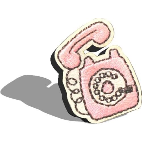 Pink Phone Cartoon Iron on Embroidered Cloth Patches For Girls Boys Embroidery Clothes Stickers Apparel Garment Accessories