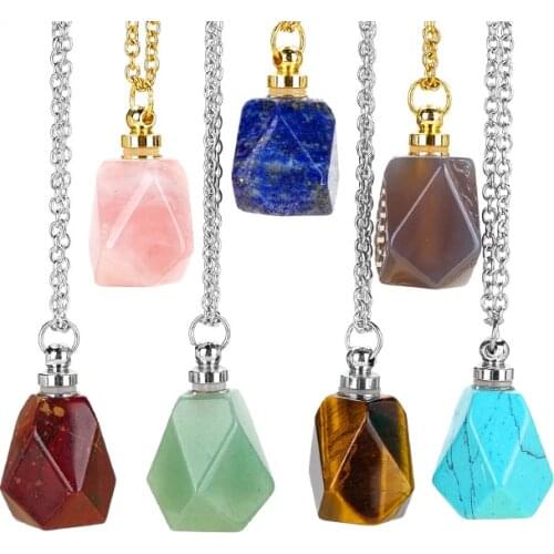 New Product Accessories Stone Perfume Bottle Necklace Pendant Stainless Steel Chain Simple Necklace Fashion Jewelry Choker
