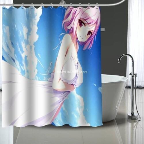 Custom High Quality Sexy Anime Girl Shower Curtains Bath Products Bathroom Decor Waterproof Polyester With 12 Pcs Hooks