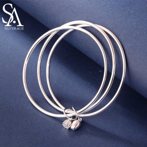 SA SILVERAGE Seedpod of Lotus 999 Silver Bracelet Female Two Happy Pure Silver Glossy Young Silver Bracelet Couple Jewelry