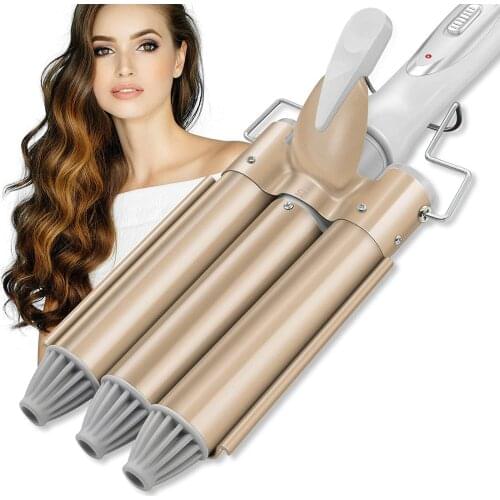 3 Barrel Curling Iron Wand Fast Heating Portable Crimper Hair Iron Portable Hair Waver Hair Waving Styling Tool for Deep Waves