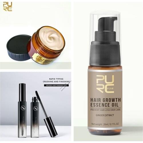 PURC Fast Hair Growth Essencel Oil Prevent Hair Loss 20ml and Magical treatment mask Hair Care Broken Hair Finishing Stick set