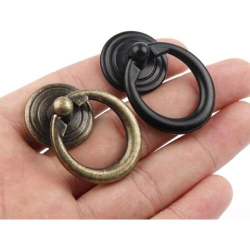 Antique Bronze Cabinet Drawer Knobs Dresser Cupboard Wardrobe Furniture Pulls Ring Handle Wooden Box Jewelry Box Knobs 1px