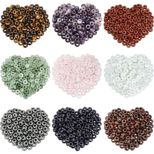 TUMBEELLUWA 1Lot (20Pc) Big Hole Stone Rondelle Loose Beads Fit European Charm Bracelet Jewelry Makings