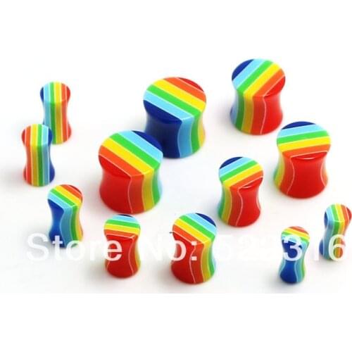 JEWEL rasta design ear plug flesh tunnel acrylic saddle ear gauges mix size lots wholesale body piercing jewelry free shipping