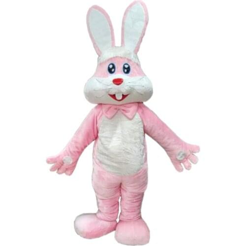 Adult Furry Pink Bunny Rabbit Mascot Costume Carnival Festival Commercial Advertising Party Dress With A Mini Fan Inside Head