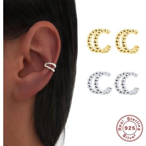 AIDE 925 Sterling Silver Ear Cuff Chain Double-Layer Earrings for Women Stackable Korean Clip On Earrings No Piecing kolczyki