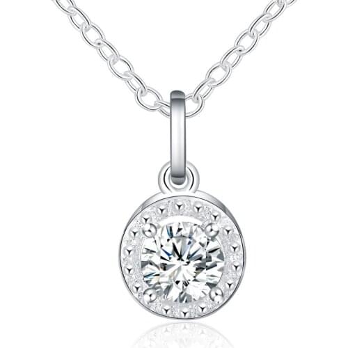 925 sterling silver fashion elegant gorgeous AAAA zircon crystal pendant necklace lock bone strand ladies party jewelry