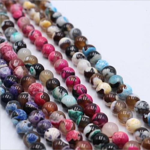 1strand Natural Stone Beads Smooth Round Fire Agates Onyx Loose Spacer Beads For DIY Jewelry Making Pick Size 4-12MM Z930