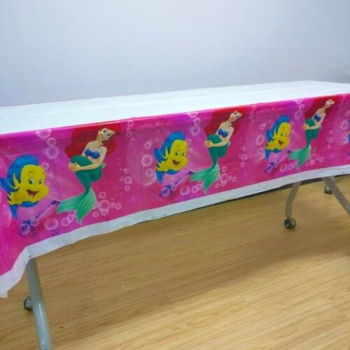 108cm*180cm Mermaid Party Supplies Tablecloth Kids Girls Cover Ariel Theme Birthday Decoration Tablecloth