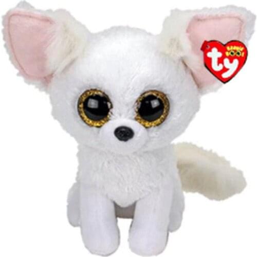 15CM Ty Beanie Big Glitter Eyes Soft White Fur Big Pink Ears Fox Cute Animal Stuffed Plush Toys Doll Birthday Gift For Kids