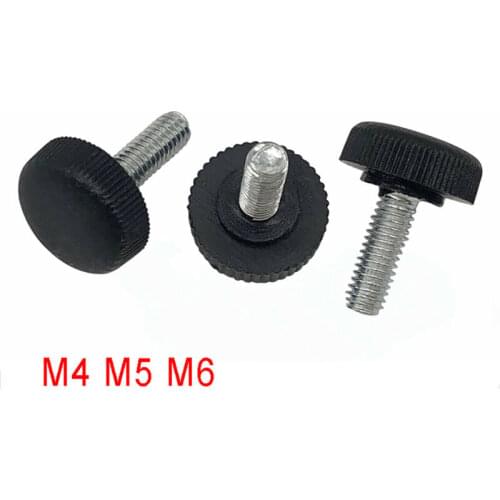 2Pcs M4 M5 M6 Black Plastic 14# 16# Round Head Knurled Thumb Screws Hand Grip Knob Bolts