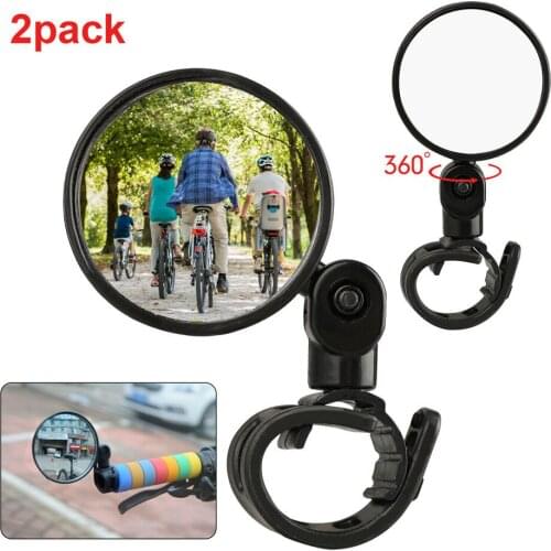 2-pack 360 Rotate Adjustable Round Mini Handlebar Glass Rear View Mirror For Mtb Road Bike Bicycle
