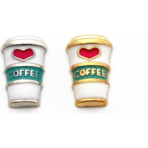 20Pcs/Lot Coffee Cup Alloy Floating Charms Hand-made DIY for Glass Lockets