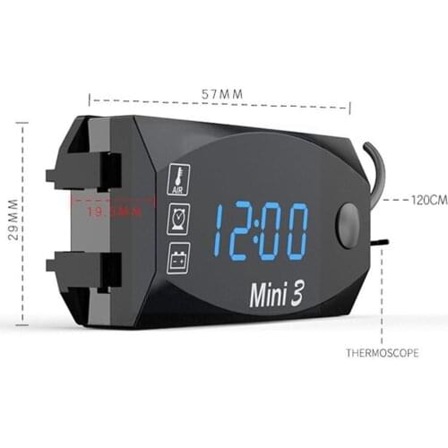 DC 6V-30V 3 In 1 Digital Time Clock + Thermometer +Voltage Tester Display Boat LED Voltmeter Motorcycle Waterproof For Car P7L0