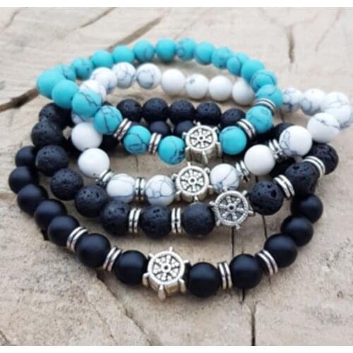 8mm bohemian multicolor Agate beads Chakra Reiki Buddha Yoga Bracelet elastic adjustable Volcanic Stone Bangles ukfr3