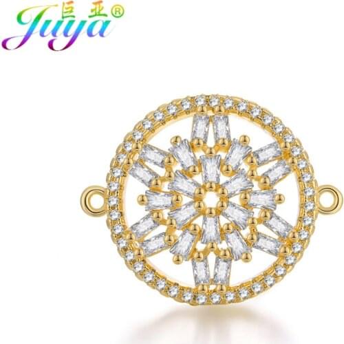Handicraft Jewelry Components Cubic Zirconia Flower Charm Connectors Accessories For DIY Bracelets Earrings Dress Jewelry Making