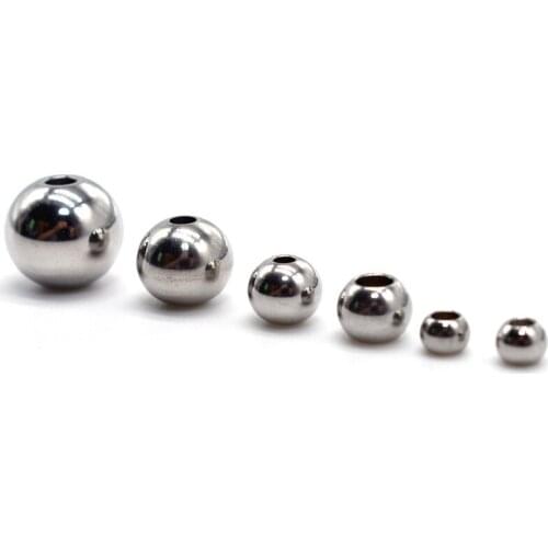 Folsom Stainless steel Spacer beads ball bracelet making Large Hole European Space Beads for DIY Jewelry