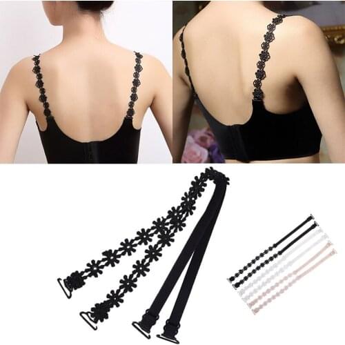 Women Girl Bra Lace Flower Adjustable Bra Straps Sexy Silicone Transparent Shoulder Strap Underwear Accessories For Summer