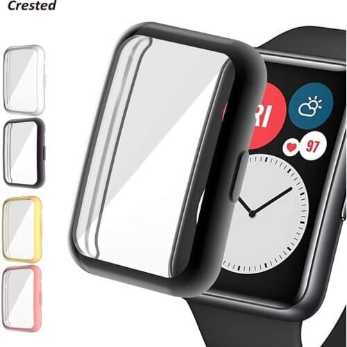 Plated Cover For Huawei Watch fit Case Smartwatch Accessories TPU Bumper All-Around Screen Protector Huawei Watch fit 2020 Case