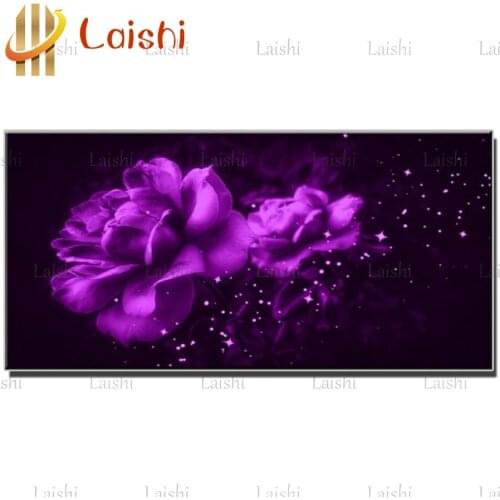 Diy Diamond Painting Shiny purple rose Diamond Embroidery Full square round drilling 5d Diamond Mosaic kits home decoration