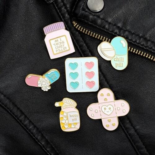 Pillbox Enamel Badges Lapel Pins Women Brooches For Backpack Fashion Decorative Pin Metal Aesthetic Badge Cute Brooch On Clothes