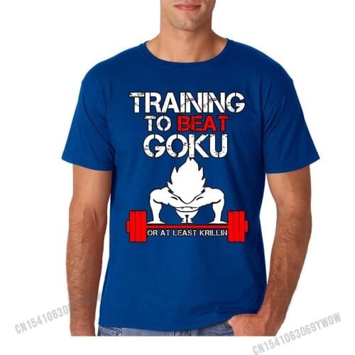 Tees DBZ Training To Beat Goku Or At Least Krillin Mens T-Shirt (Large, Royal Blue) Fashion Unique Cotton Men Tshirts Classic