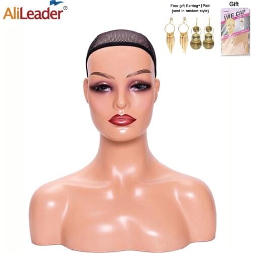 Alileader Dark Brown Mannequin Head With Shoulders Manikins Mannequin Head Model Female Human Manikins Head Model With Shoulders